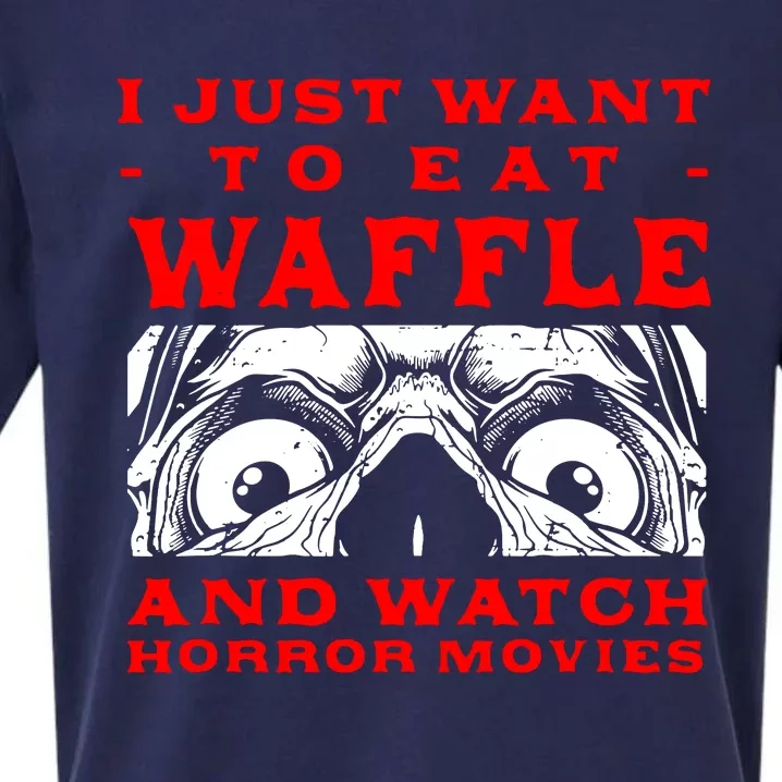 Eat Waffle And Watch Horror Movies Pancake Movie Lover Sueded Cloud Jersey T-Shirt