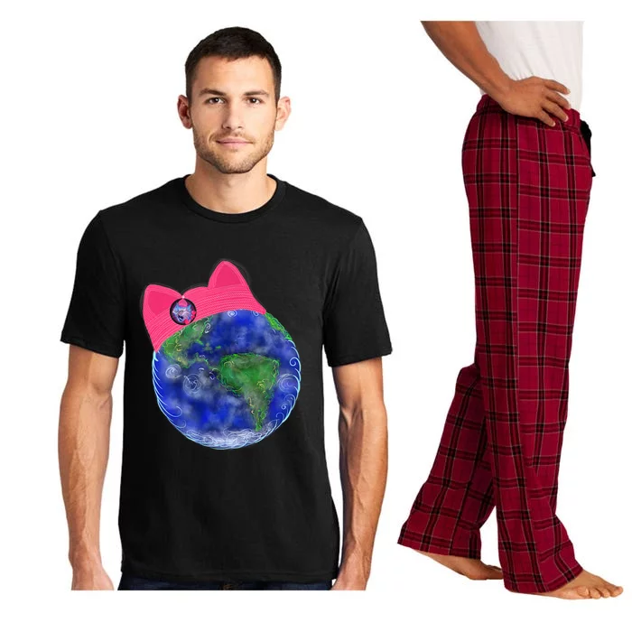 Earth Wearing A Pink Pussy Cat Hat Pajama Set