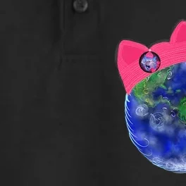 Earth Wearing A Pink Pussy Cat Hat Dry Zone Grid Performance Polo