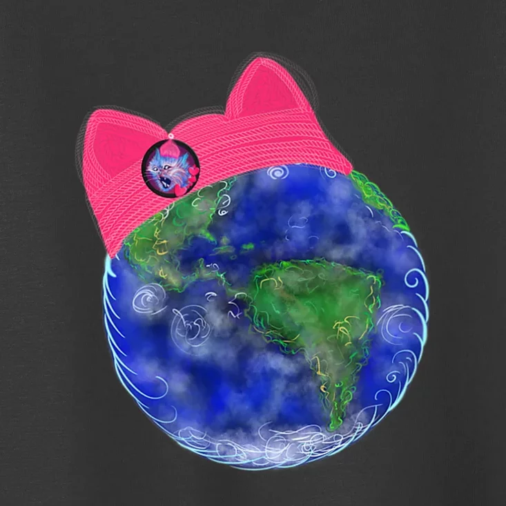 Earth Wearing A Pink Pussy Cat Hat Toddler T-Shirt