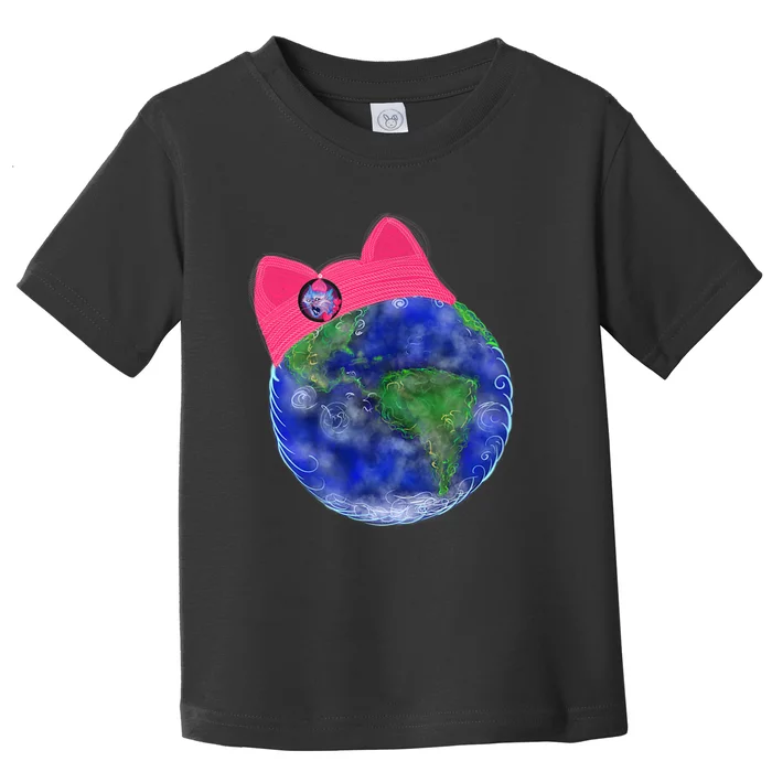 Earth Wearing A Pink Pussy Cat Hat Toddler T-Shirt