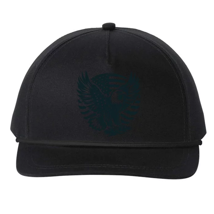 Eagle With American Flag Snapback Five-Panel Rope Hat