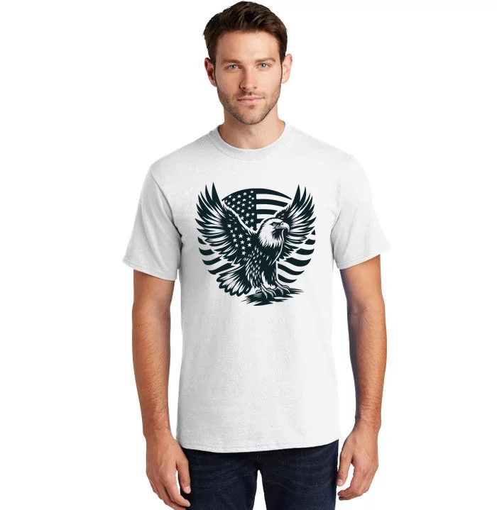 Eagle With American Flag Tall T-Shirt