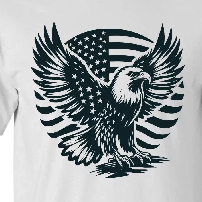 Eagle With American Flag Tall T-Shirt