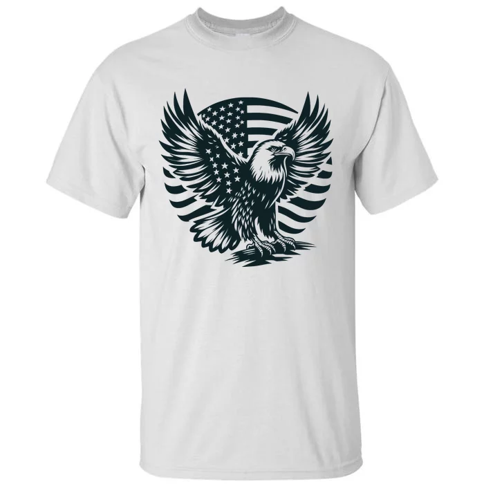 Eagle With American Flag Tall T-Shirt