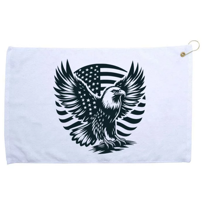 Eagle With American Flag Grommeted Golf Towel