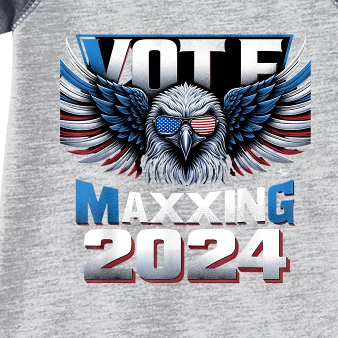 Eagle With American Flag Glasses Vote Maxing 2024 Infant Baby Jersey Bodysuit