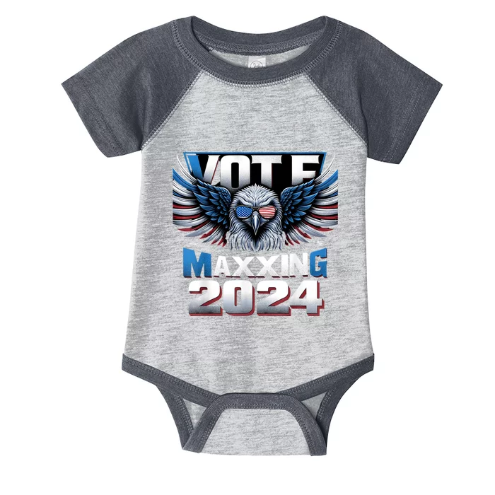 Eagle With American Flag Glasses Vote Maxing 2024 Infant Baby Jersey Bodysuit