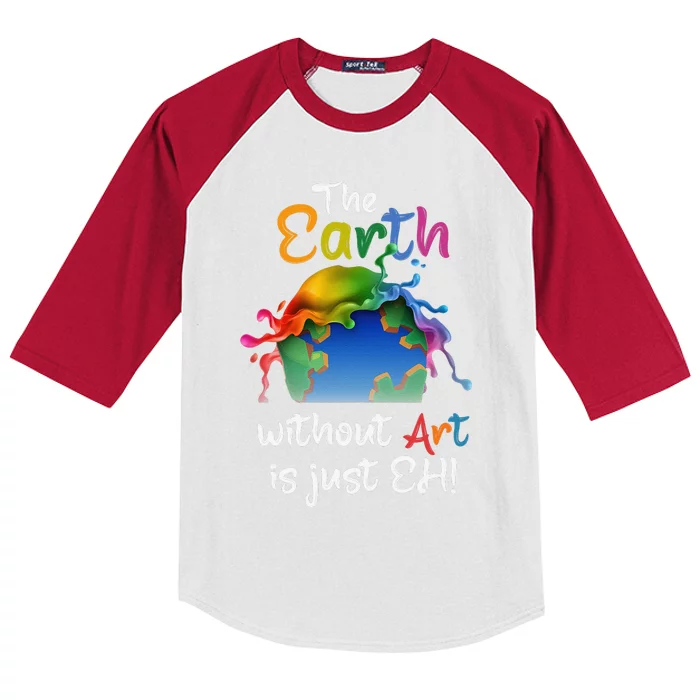 Earth Without Art Is Just Eh Planet Art Earth Day Gift Kids Colorblock Raglan Jersey