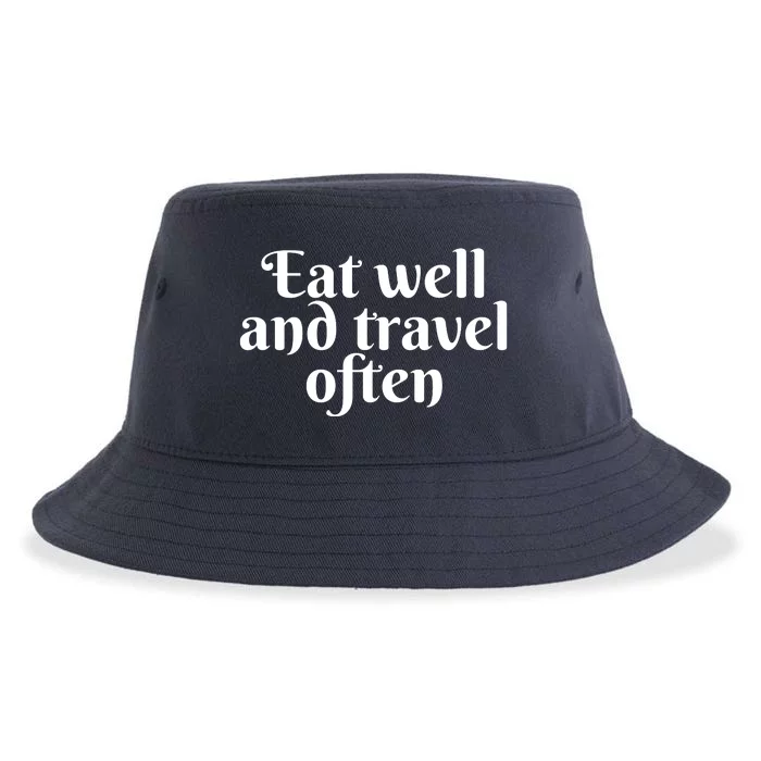 Eat Well And Travel Often Sustainable Bucket Hat