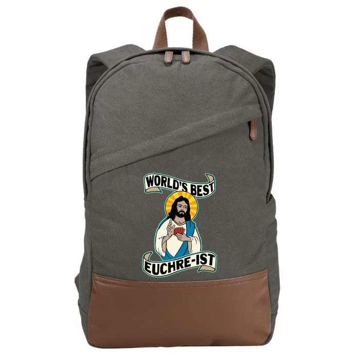 Euchre WorldS Best Euchre Ist Jesus Pun Cotton Canvas Backpack