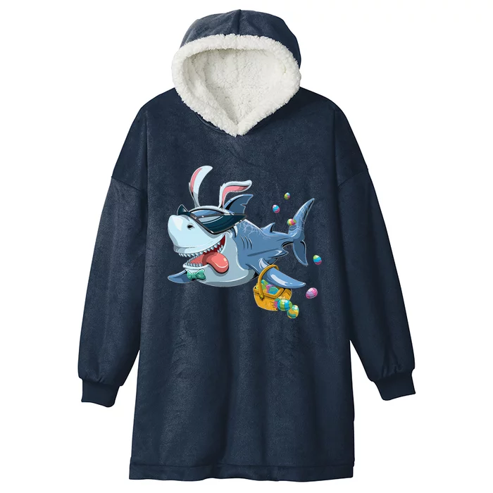 Easter With Cool Shark And Egg Basket Hooded Wearable Blanket