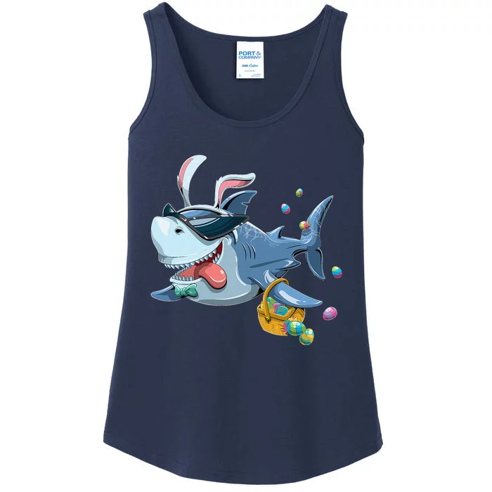 Easter With Cool Shark And Egg Basket Ladies Essential Tank