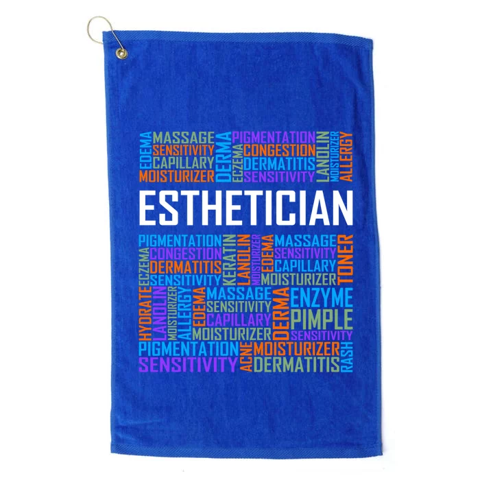 Esthetician Words Funny Gift Aesthetician Beautician Love Gift Platinum Collection Golf Towel