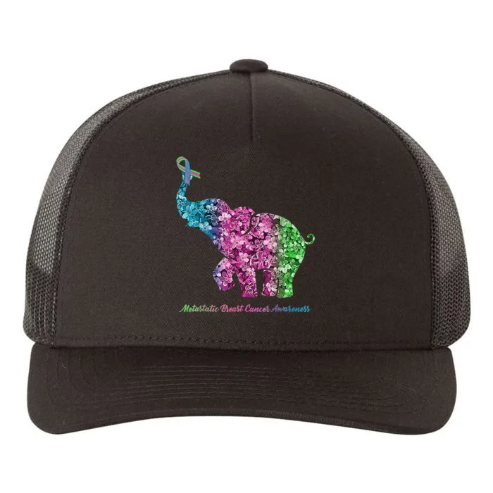 Elephant With Flower Metastatic Breast Cancer Awareness Yupoong Adult 5-Panel Trucker Hat