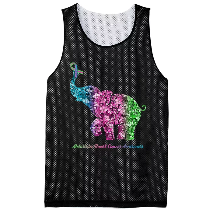 Elephant With Flower Metastatic Breast Cancer Awareness Mesh Reversible Basketball Jersey Tank