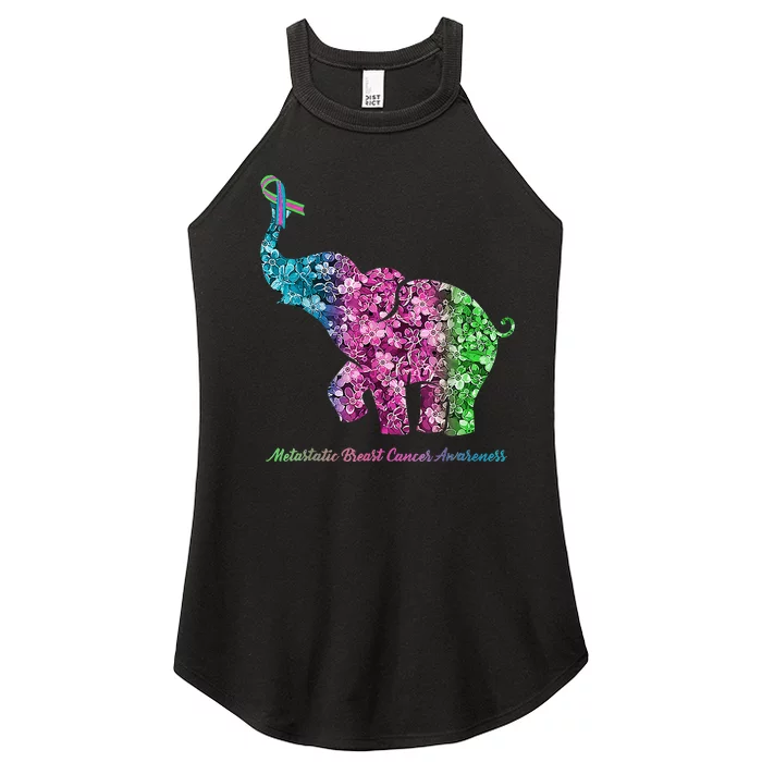 Elephant With Flower Metastatic Breast Cancer Awareness Women’s Perfect Tri Rocker Tank