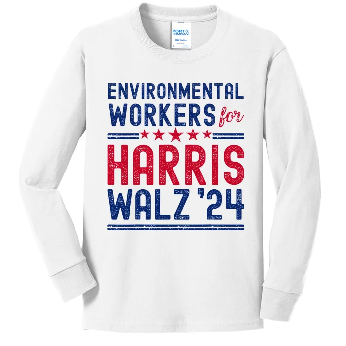 Environmentalists Workers For Harris Walz 2024 Kids Long Sleeve Shirt