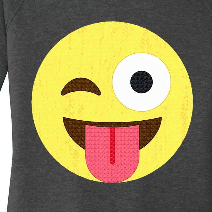 Emoticon Winking Face With Tongue Women's Perfect Tri Tunic Long Sleeve Shirt