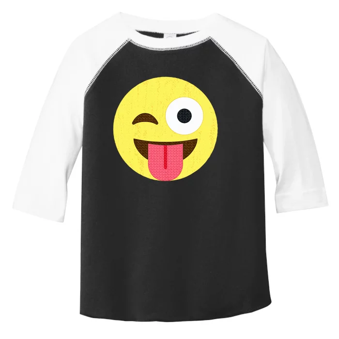 Emoticon Winking Face With Tongue Toddler Fine Jersey T-Shirt