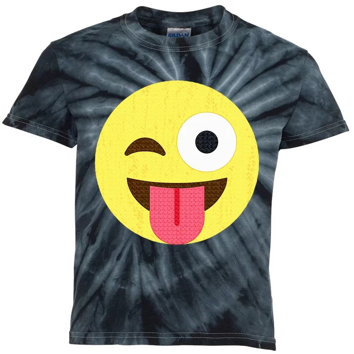 Emoticon Winking Face With Tongue Kids Tie-Dye T-Shirt