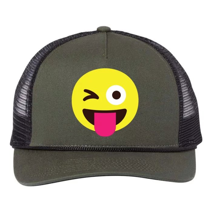 Emoticon Winking Face With Stuckout Tongue And Winking Eye Retro Rope Trucker Hat Cap