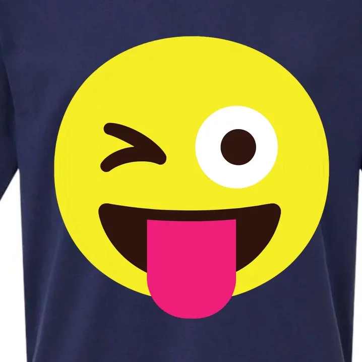 Emoticon Winking Face With Stuckout Tongue And Winking Eye Sueded Cloud Jersey T-Shirt