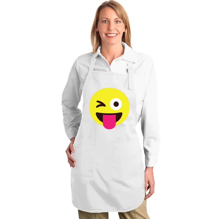 Emoticon Winking Face With Stuckout Tongue And Winking Eye Full-Length Apron With Pocket