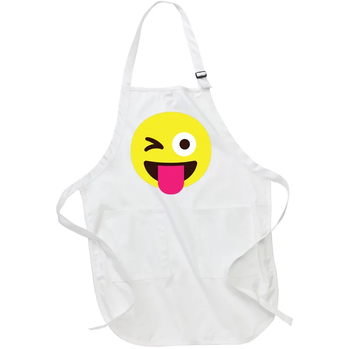 Emoticon Winking Face With Stuckout Tongue And Winking Eye Full-Length Apron With Pocket