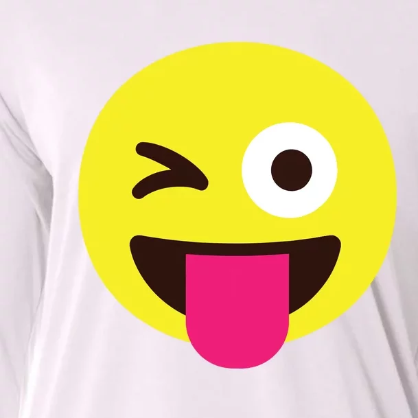 Emoticon Winking Face With Stuckout Tongue And Winking Eye Cooling Performance Long Sleeve Crew