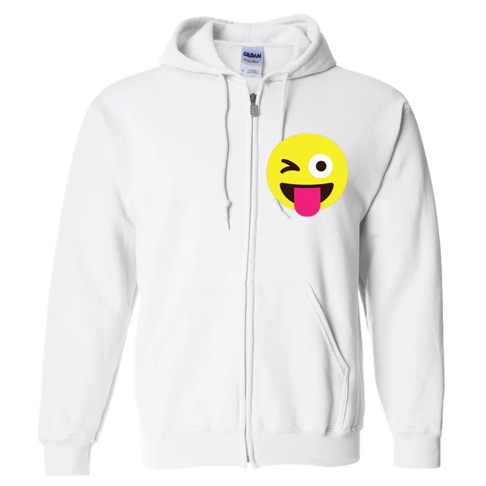 Emoticon Winking Face With Stuckout Tongue And Winking Eye Full Zip Hoodie