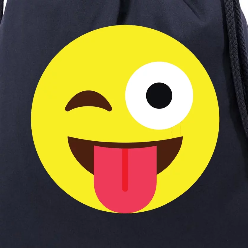 Emoticon Winking Face With Tongue Drawstring Bag