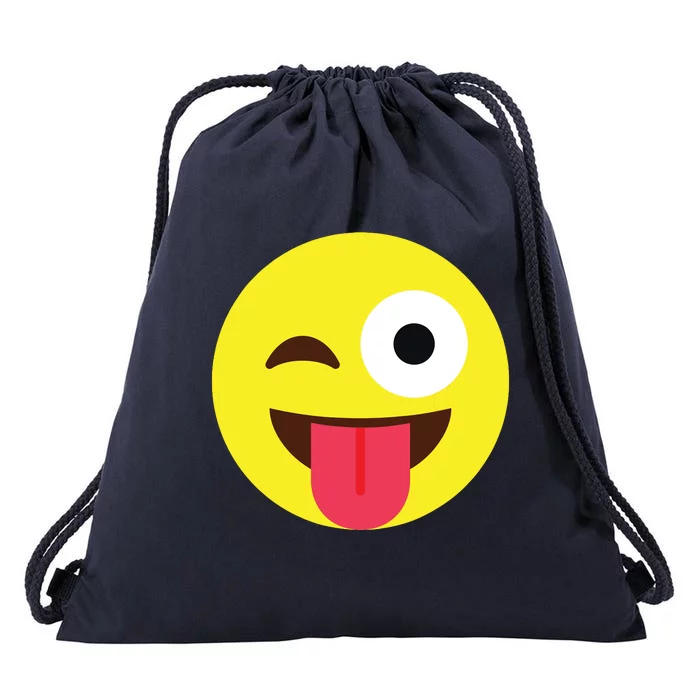 Emoticon Winking Face With Tongue Drawstring Bag