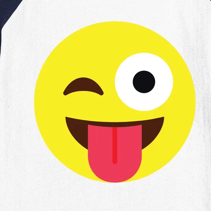 Emoticon Winking Face With Tongue Baseball Sleeve Shirt