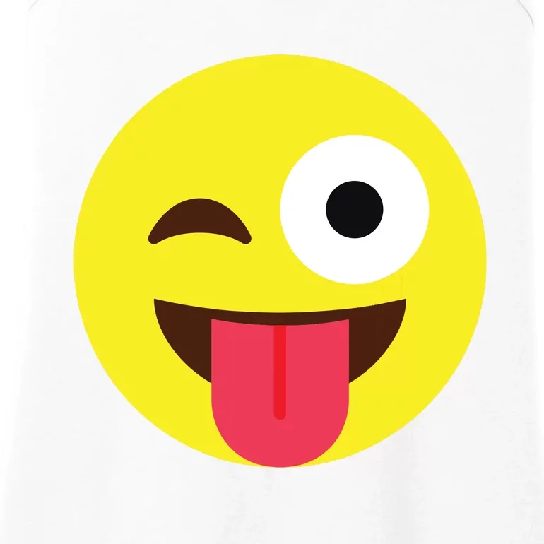 Emoticon Winking Face With Tongue Ladies Essential Tank