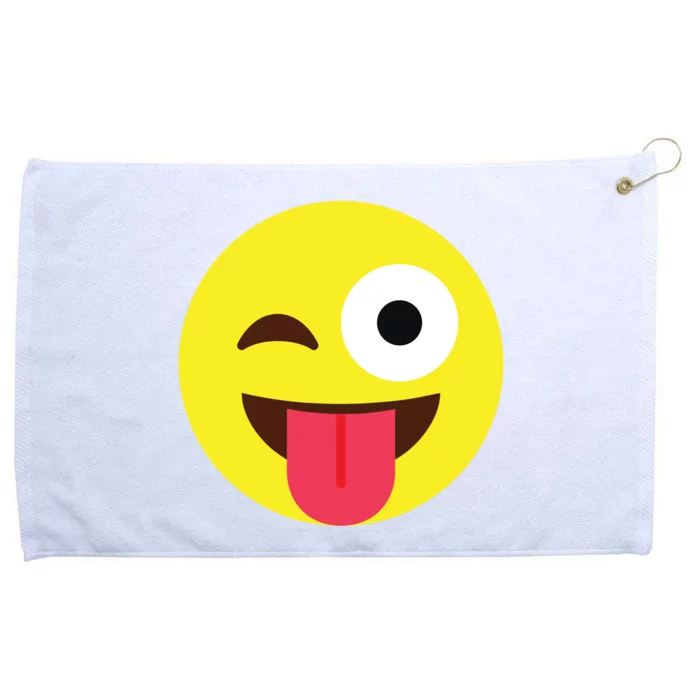 Emoticon Winking Face With Tongue Grommeted Golf Towel