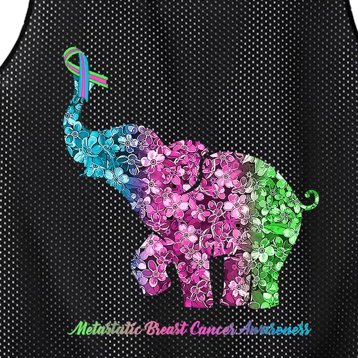 Elephant With Flower Metastatic Breast Cancer Awareness Mesh Reversible Basketball Jersey Tank