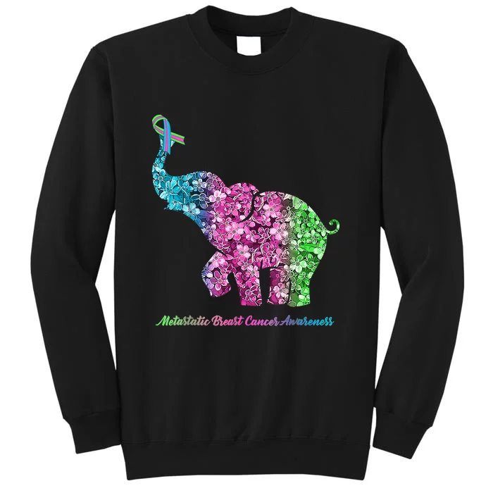 Elephant With Flower Metastatic Breast Cancer Awareness Tall Sweatshirt