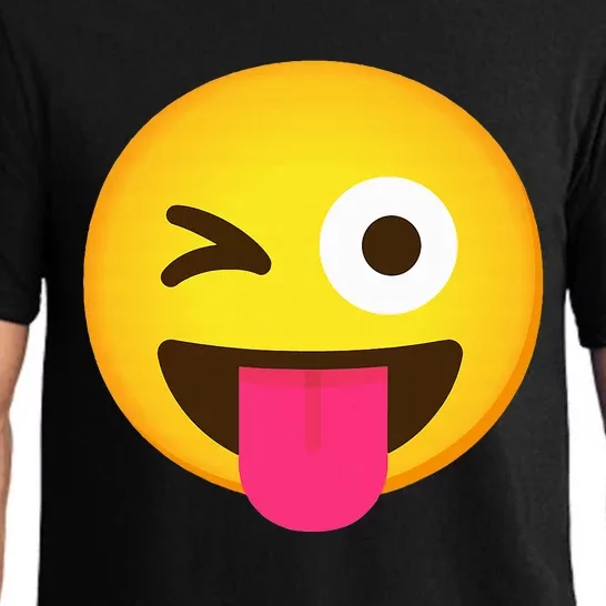 Emoticon Winking Face With Stuck Out Tongue And Winking Eye Pajama Set