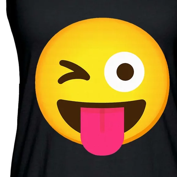 Emoticon Winking Face With Stuck Out Tongue And Winking Eye Ladies Essential Flowy Tank