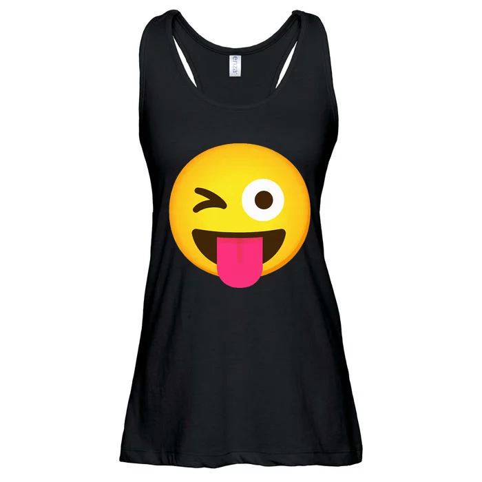 Emoticon Winking Face With Stuck Out Tongue And Winking Eye Ladies Essential Flowy Tank