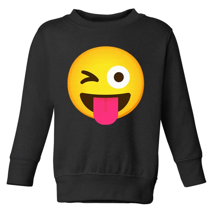 Emoticon Winking Face With Stuck Out Tongue And Winking Eye Toddler Sweatshirt