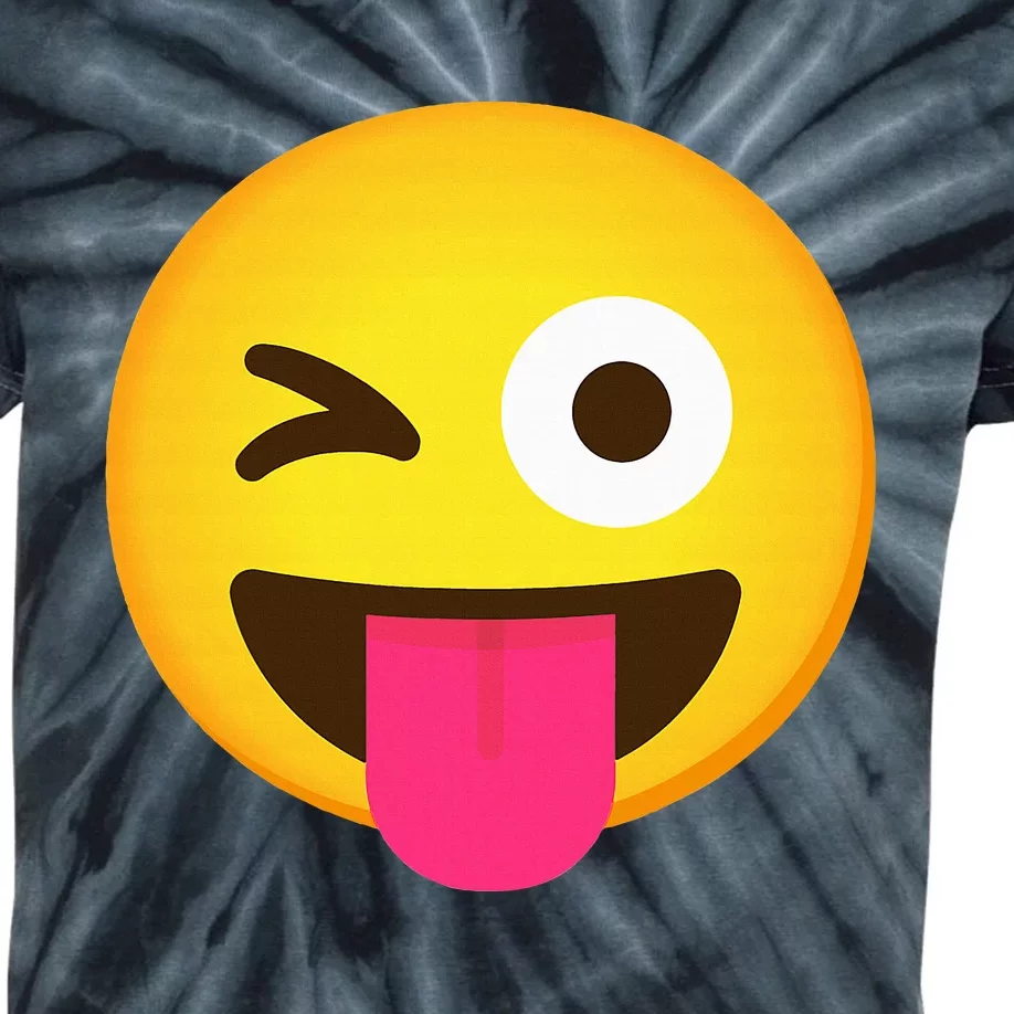 Emoticon Winking Face With Stuck Out Tongue And Winking Eye Kids Tie-Dye T-Shirt