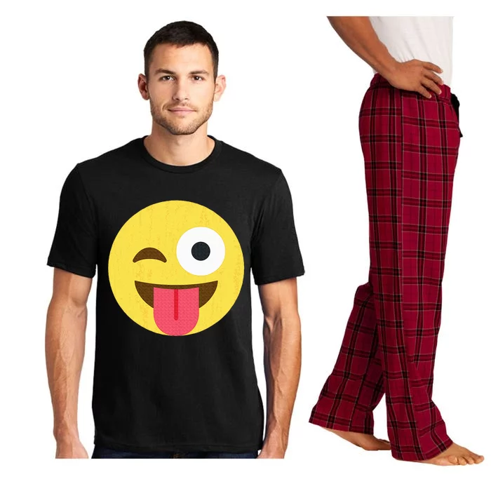 Emoticon Winking Face With Tongue Pajama Set