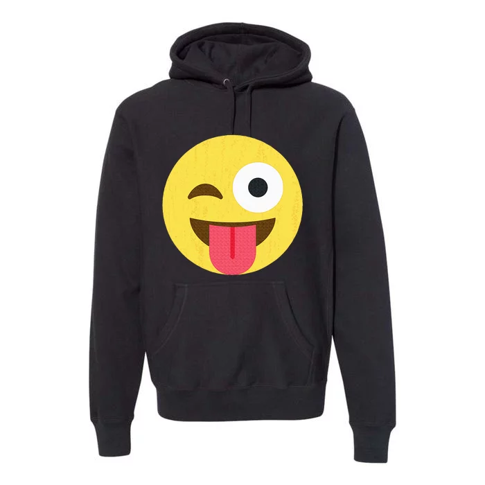 Emoticon Winking Face With Tongue Premium Hoodie