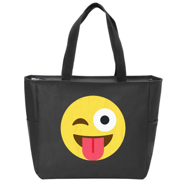 Emoticon Winking Face With Tongue Zip Tote Bag