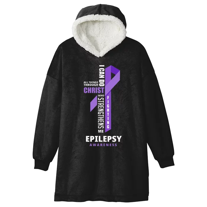 Epilepsy Warrior God Jesus Christ Epilepsy Awareness Hooded Wearable Blanket