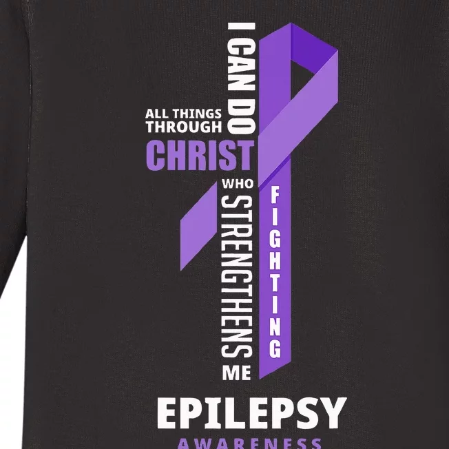 Epilepsy Warrior God Jesus Christ Epilepsy Awareness Baby Long Sleeve Bodysuit