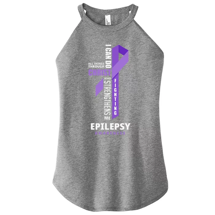 Epilepsy Warrior God Jesus Christ Epilepsy Awareness Women’s Perfect Tri Rocker Tank