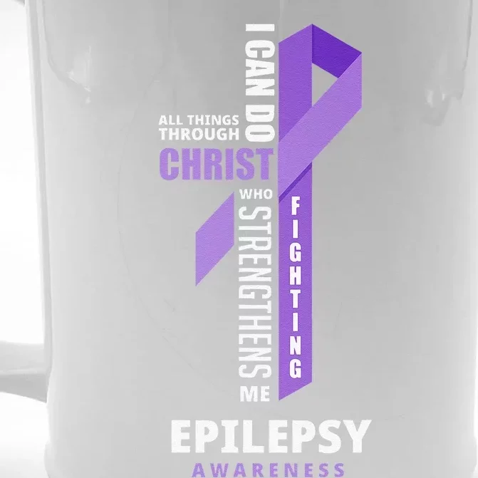 Epilepsy Warrior God Jesus Christ Epilepsy Awareness Front & Back Beer Stein